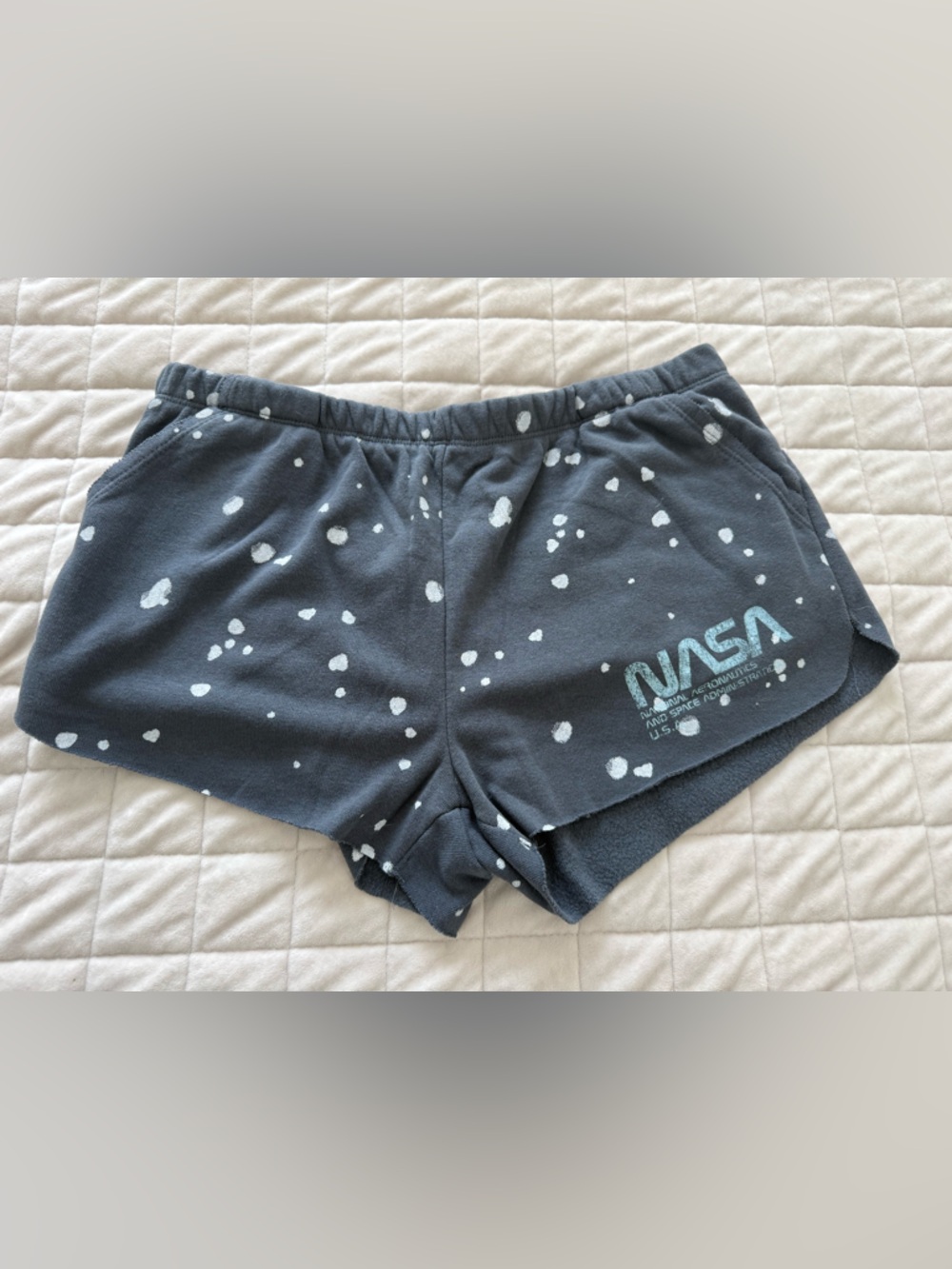 NASA Logo Gray Splatter Lounge Shorts